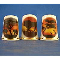 Juego de 3 dedales de porcelana china coleccionable